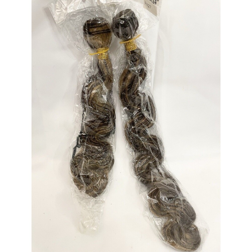 (2) Lot Body Wave Weft Hair Extensions Brown Blonde 22 in Set Heat Resistant